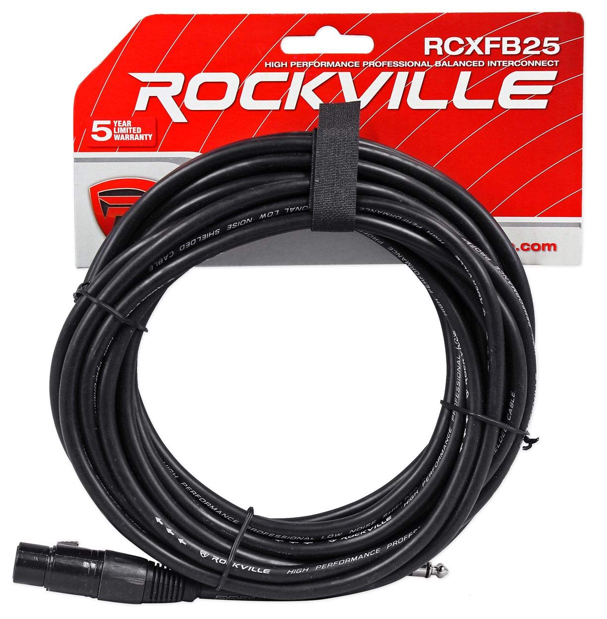 Rockville (2 RCXFB25B 25' Female REAN XLR to 1/4'' TRS Cables Black Bundle with (2) RCXFB25BL Blue, (2) RCXFB25O Orange, (2) RCXFB25R Red, (2) RCXFB25Y Yellow Cables (10 Items)