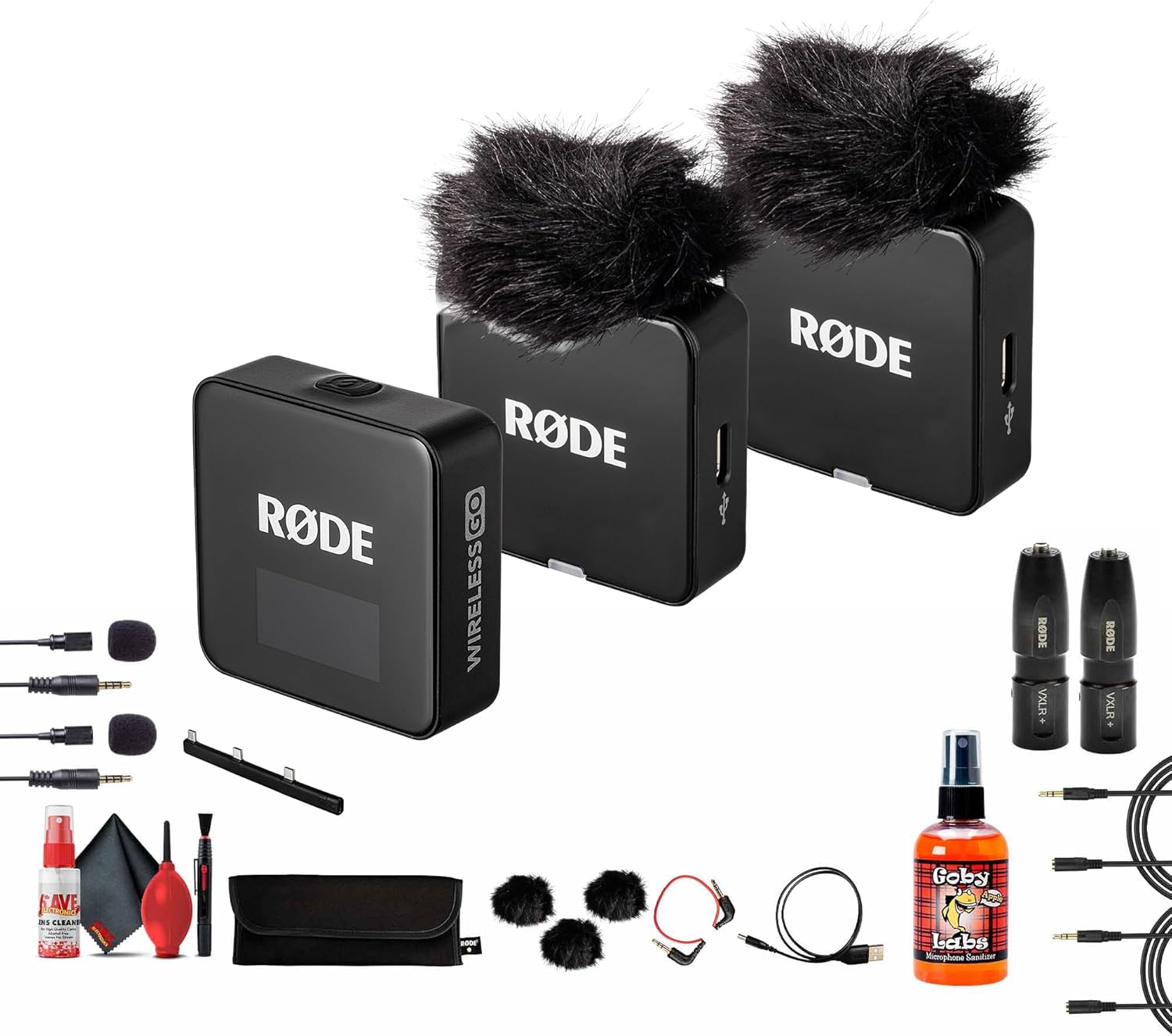 Rode Wireless GO III (Gen 3) Dual Channel Mic System – Compact Wireless Microphone for Cameras, Phones & Lavalier Use + 2X Lavalier Mic + Mini-Jack to XLR Converter + 2X 3.5mm Stereo Plug + More