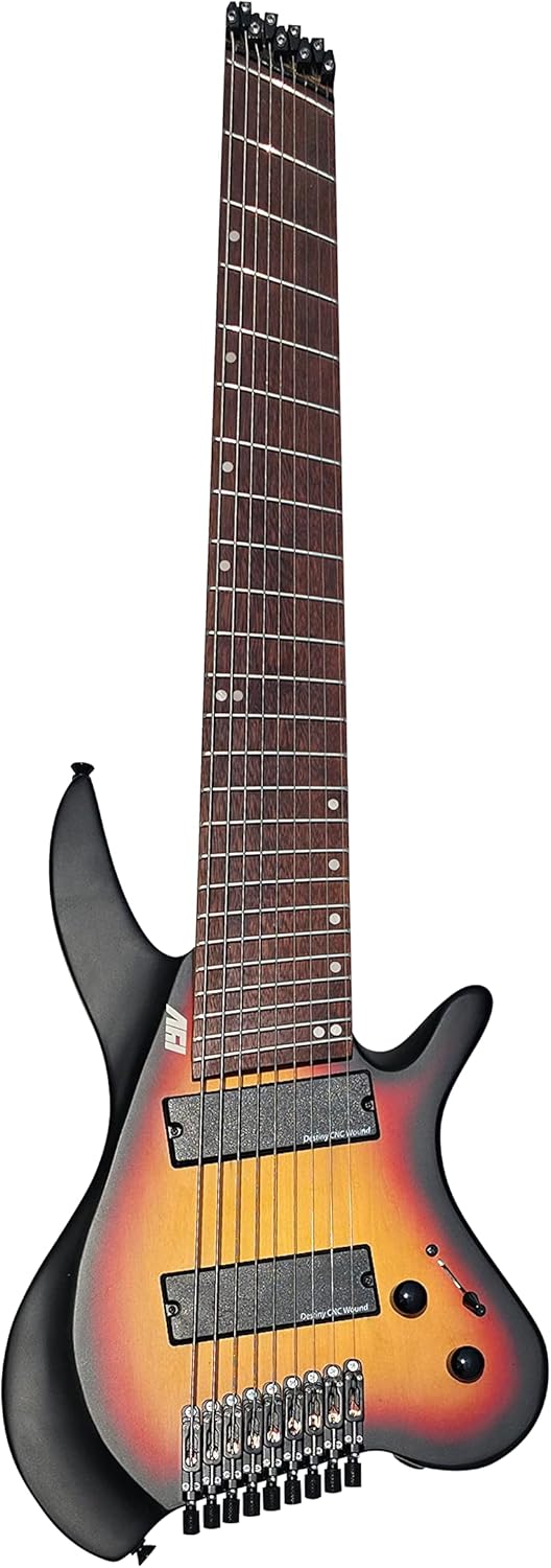 IYV-ISHLFF9-550 9 String Headless Electric Guitar, Sunburst