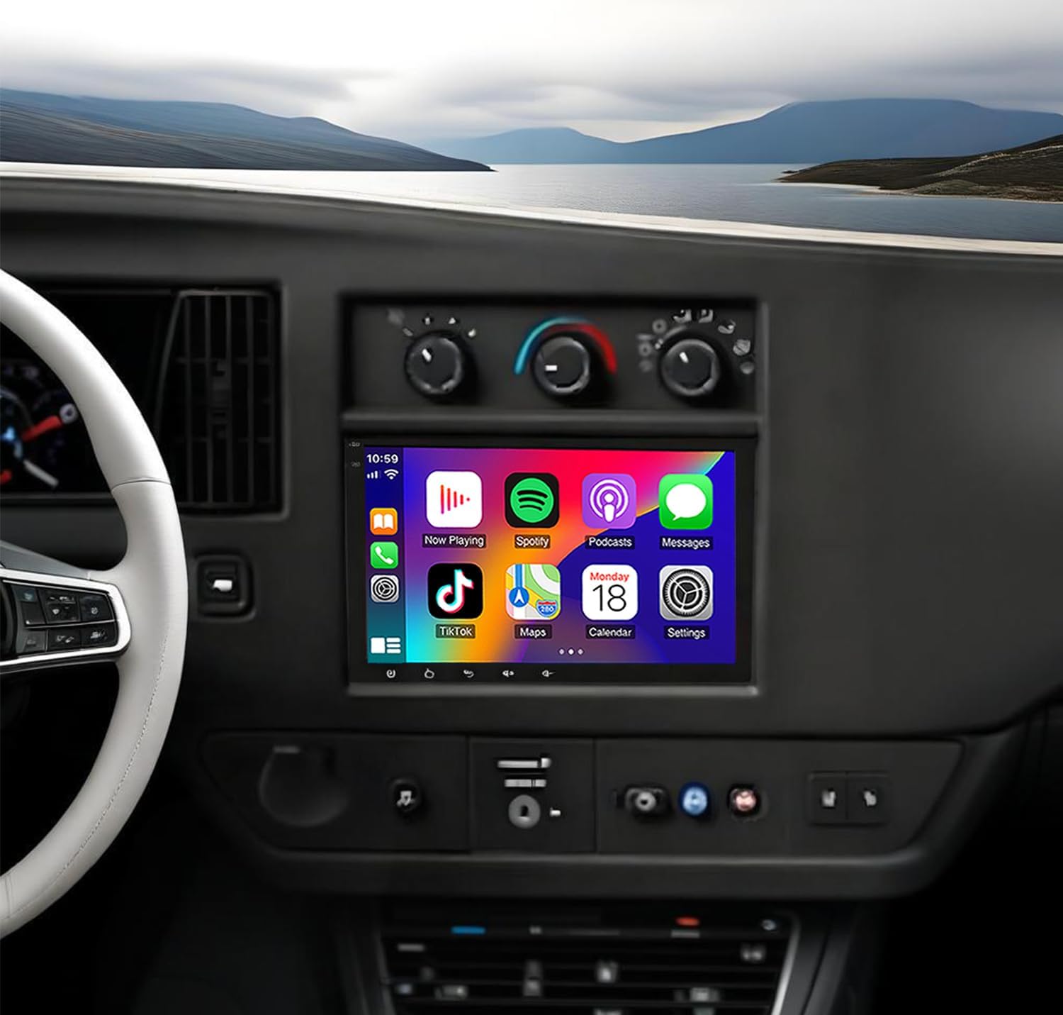 Double Din Car Stereo Radio Upgraded for Chevrolet Express 2500 2008-2024 GPS Navi Head Unit 10.1 inch Touch Screen Android 14 Wireless Carplay Android Auto-/FM/SWC/WiFi/Bluetooth/Camera