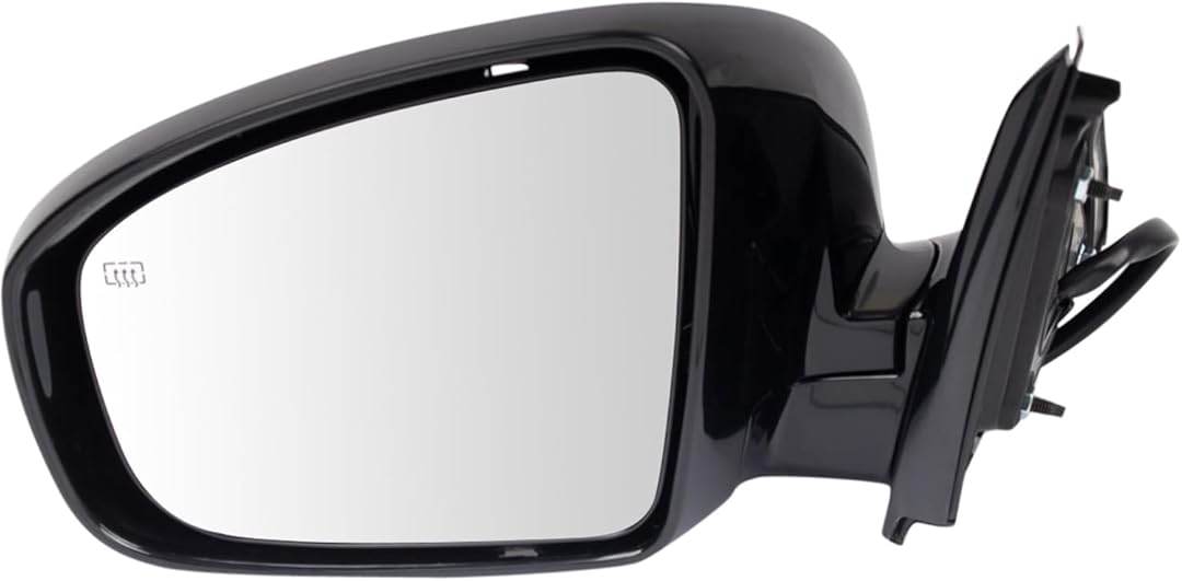 TRQ Driver Side Mirror Assembly Power Heated Power Folding Smooth Black Paint to Match Compatible with 2013 Infiniti JX35 2014-2015 QX60