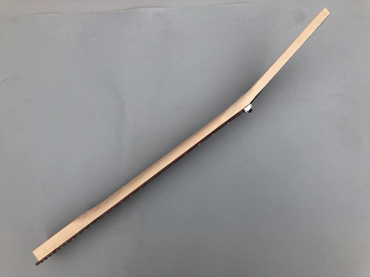 Reverse hand Electric Guitar Neck 24 Fret 25.5inch Maple Rosewood Fretboard Locking Nut Reverse Guitar Neck Unfinished Guitar Parts Replacement (24 Fret 25.5inch Skull Inlaid)
