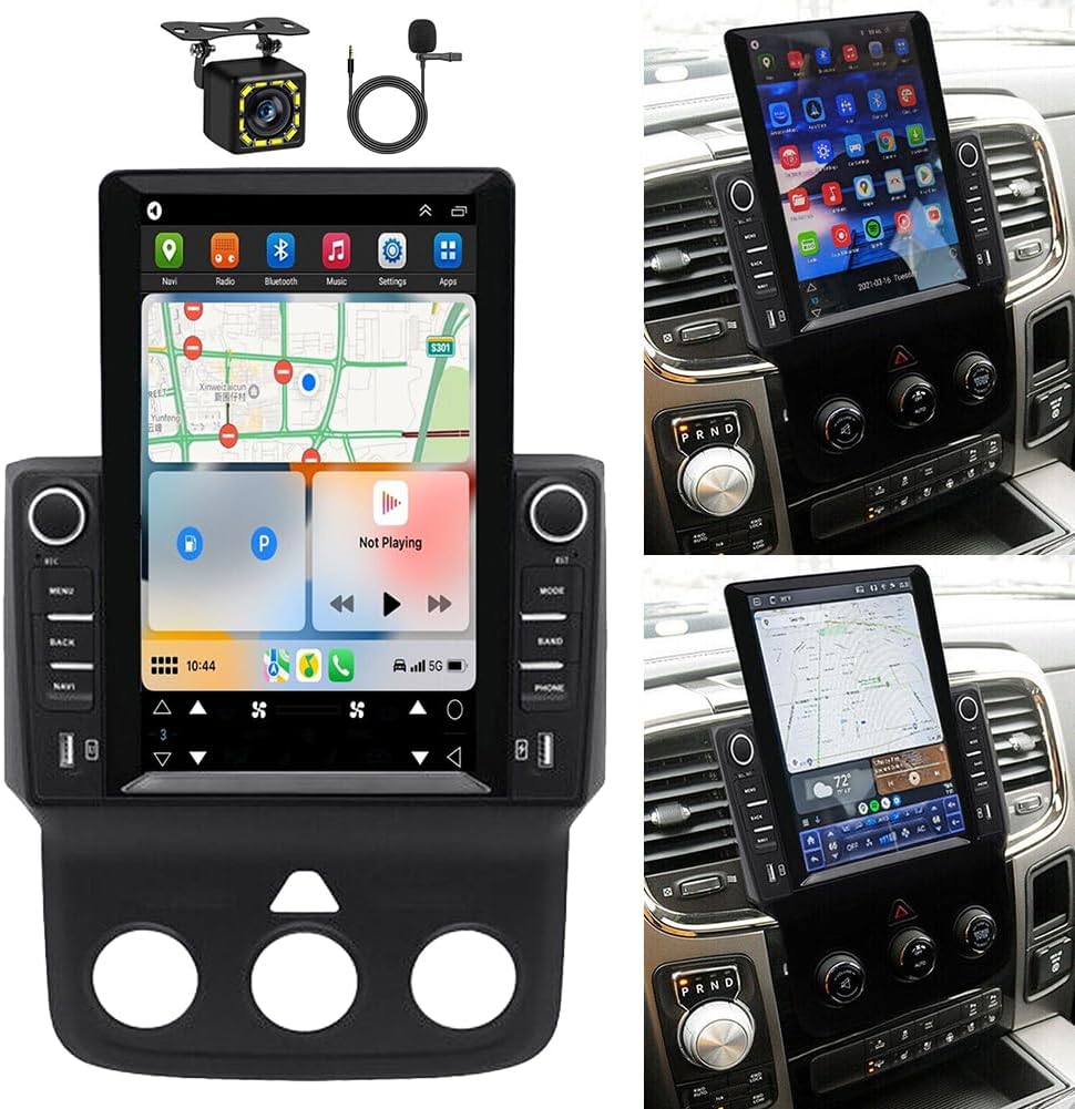 Android 13.0 Car Radio Stereo for Dodge Ram 1500 2500 3500 2013-2018, 9.7 Touchscreen Radio with Wireless Carplay & Android Auto Support Bluetooth Built-in GPS WiFi DSP [2+32G] (Only fit Manual AC)
