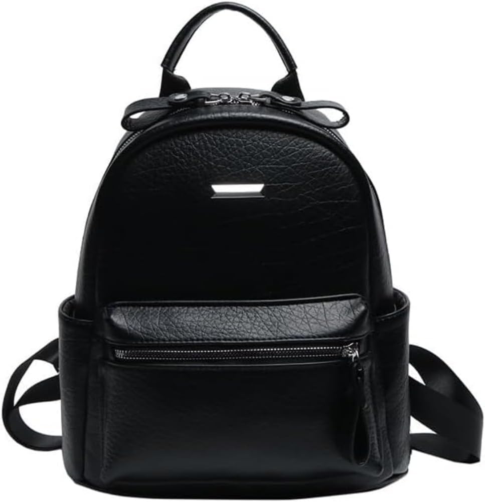 Women's Genuine Leather Backpack, Convertible Shoulder Satchel Bag, Anti-Theft College Bookbag (Black)