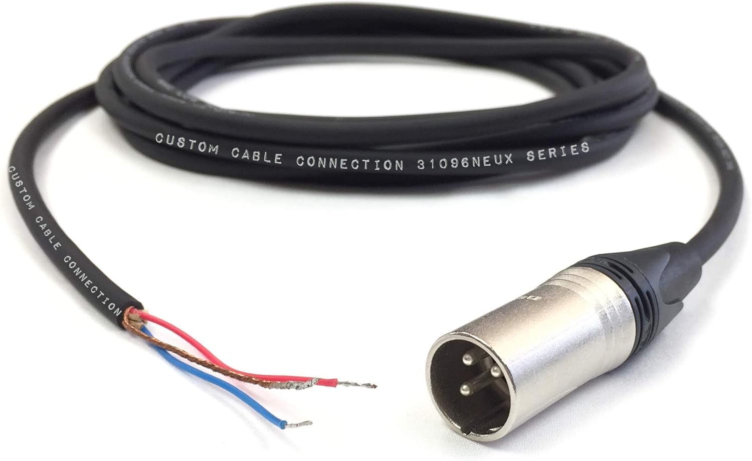 150 Foot Custom Cable Connection Pro-Audio Balanced Microphone with Neutrik NC3MXX XLR Male Connector to Blunt end Cable