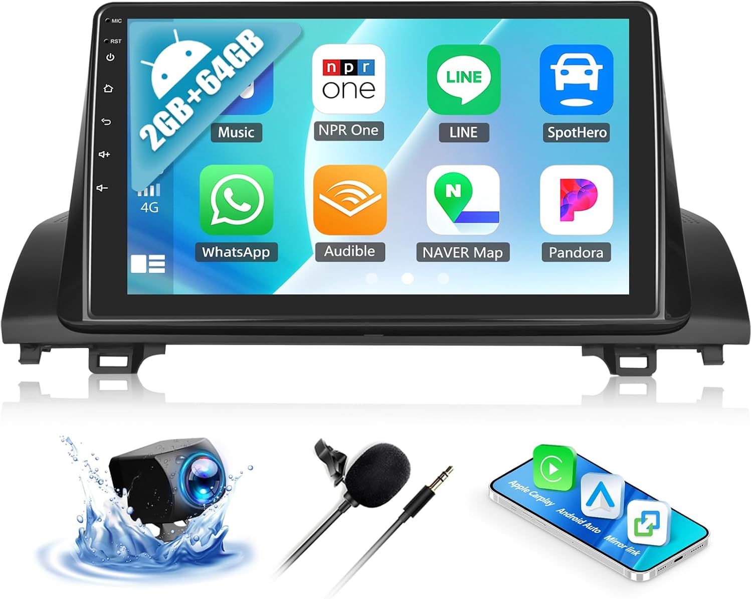 SIXWIN Android Car Stereo for Honda Accord 10th 2018-2022 with Wireless CarPlay Android Auto Mirror Link 2G+64G 10.1 Inch Touchscreen Bluetooth GPS Navigation WiFi FM Backup Camera MIC