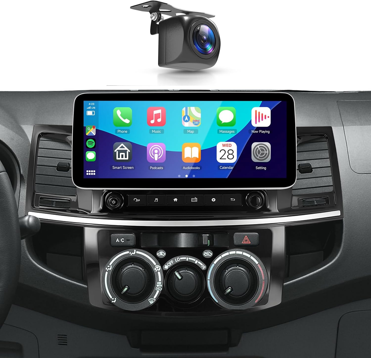 4+64G Car Stereo for Toyota Hilux 2005-2014 Manual A/C Wireless Carplay Android Auto,12.3