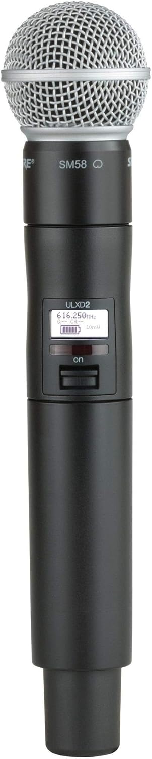 Shure ULXD2/SM58 Handheld Transmitter with SM58 Vocal Mic Capsule - for use with ULX-D Digital Wireless Microphone Systems, Receiver Sold Separately | V50 Band (ULXD2/SM58=-V50)