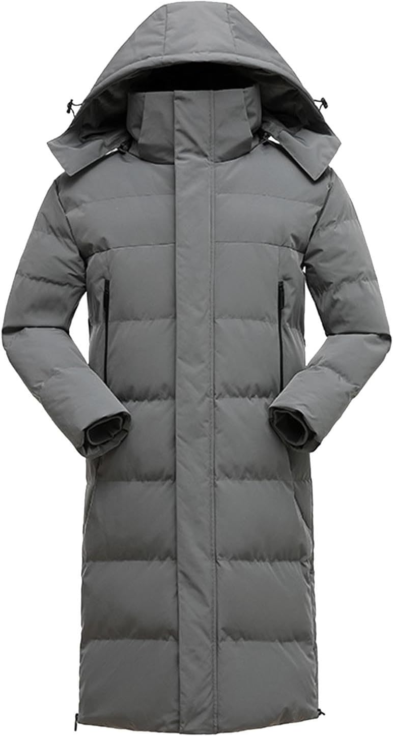 Men's Winter Coat Long Puffer Jacket Windproof Ski Parka Thicken Insulated Warm Outerwear with Removable Hood