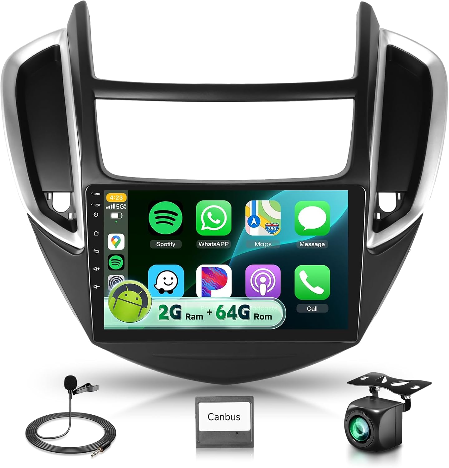 4Core 2G+64G Car Radio Stereo for Chevrolet Chevy Trax 2014-2016 with DSP/32EQ Wireless Carplay Android Auto, Sellrich 9