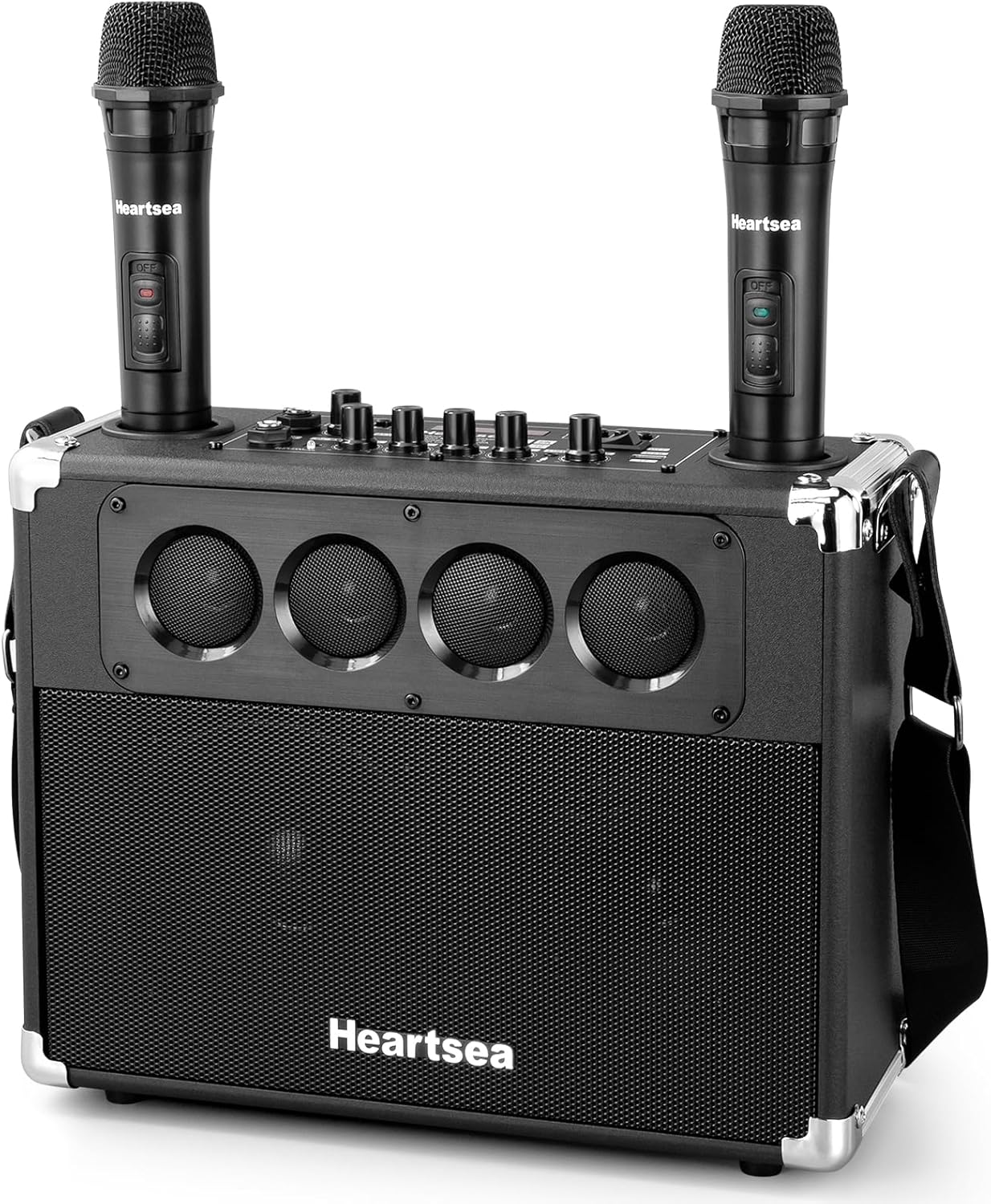 HEARTSEA Karaoke Machine with 2 Wireless Microphones, Portable Bluetooth Karaoke Speaker for Adults, Home Party & Outdoor Use, 100W 3-Way PA System, TWS Pairing, Rechargeable Battery