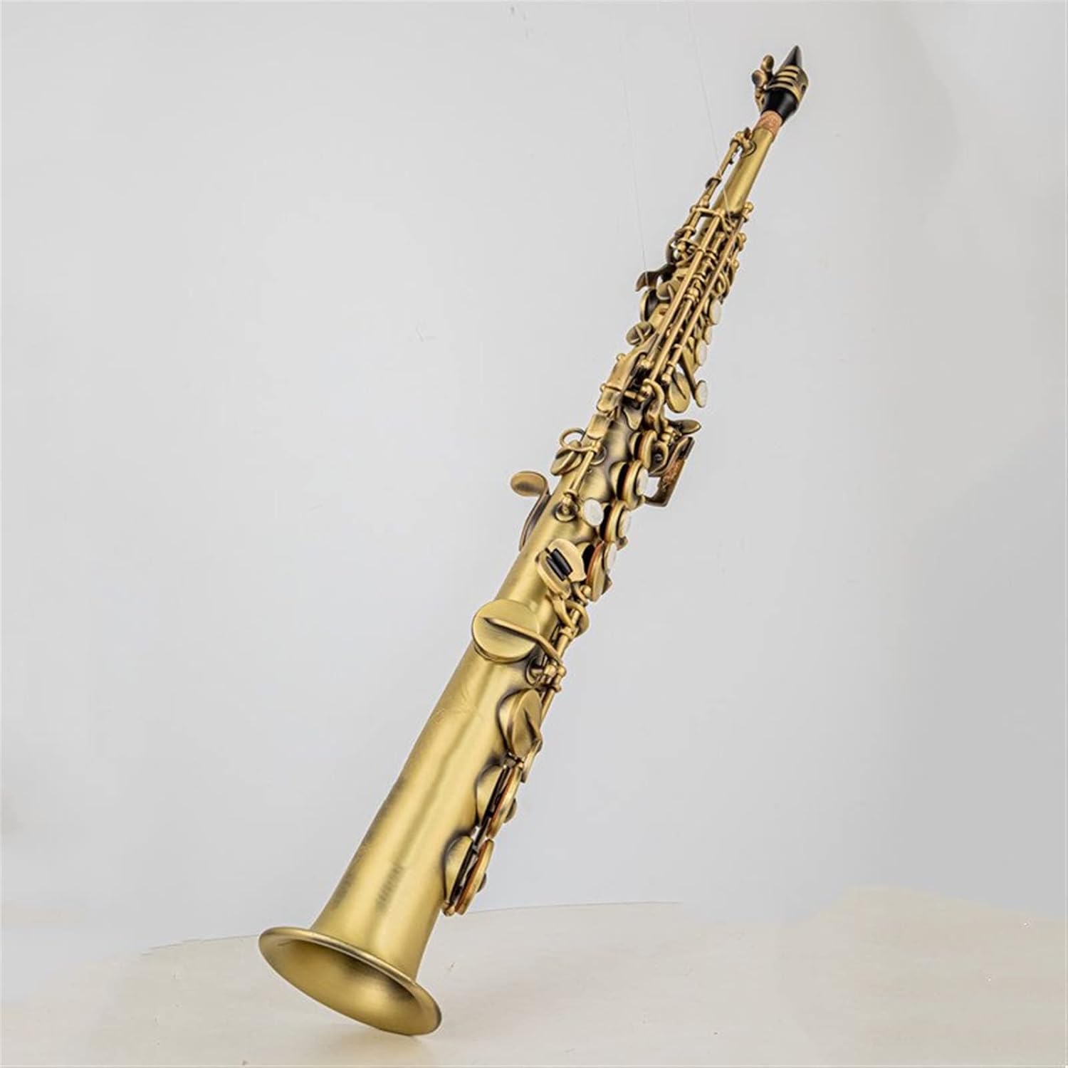 Brass Straight Sax Saxophone Bb B Flat Woodwind Instrument Natural Shell Key Carve Pattern