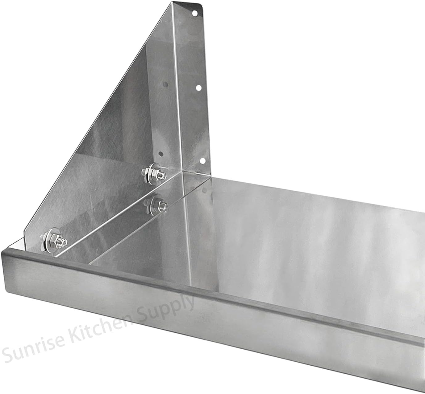 SUNRISE Commercial 430 Stainless Steel Kitchen Wall Shelf, NSF Certificated, Wall Mounted, Solid Shelving for Restaurants, Bars & Hotels (12