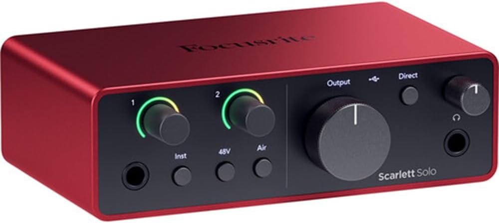 Focusrite Scarlett Solo USB-C Audio Interface (4th Gen) Bundle with Polsen HPC-A30 Studio Monitor Headphones, Pop Filter and XLR- XLR Cable