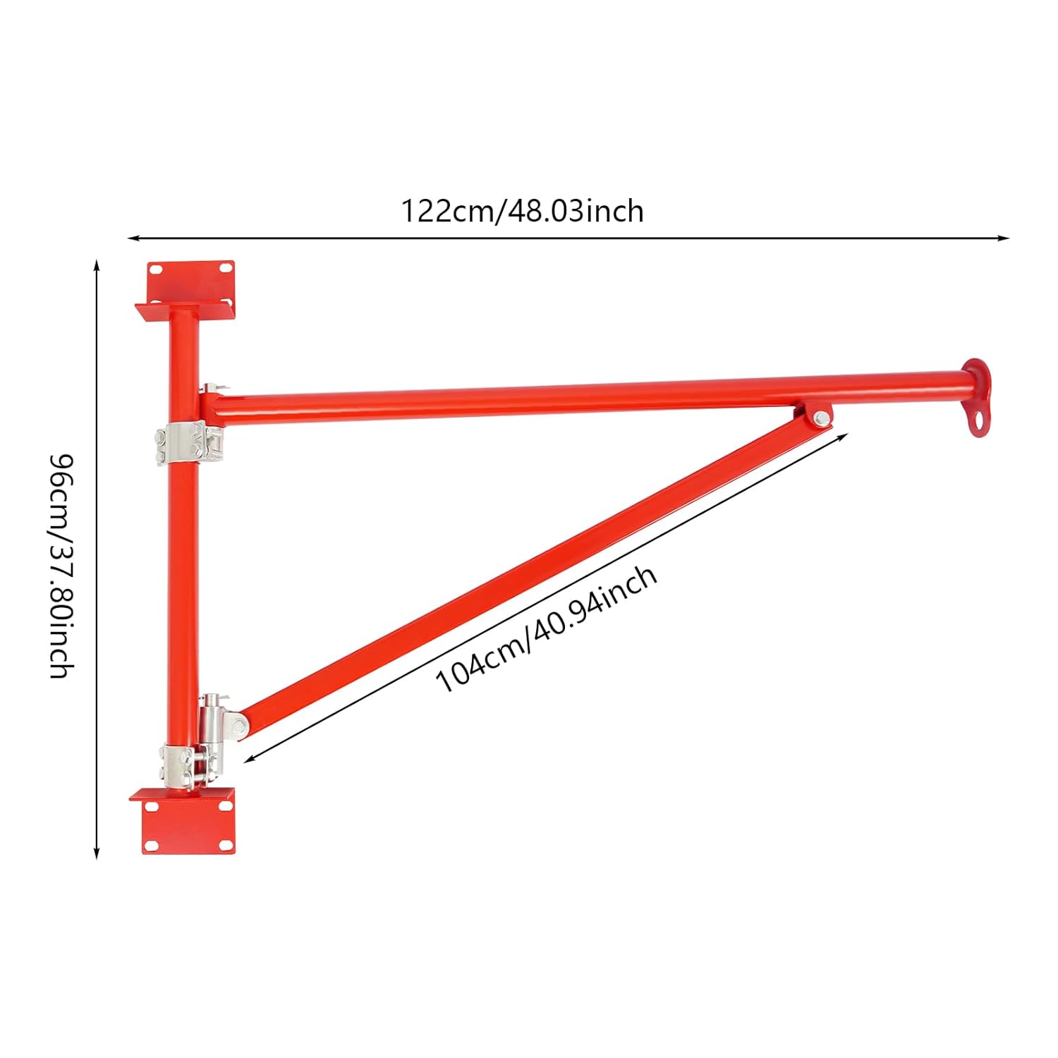 Wall Mount Crane Bracket, 441 lbs Load Alloy Steel Hoist Bracket with Rounded Corners Reserved Holes, Crane Swing Arm with Pole for Warehouses,Garages,Home Workshops