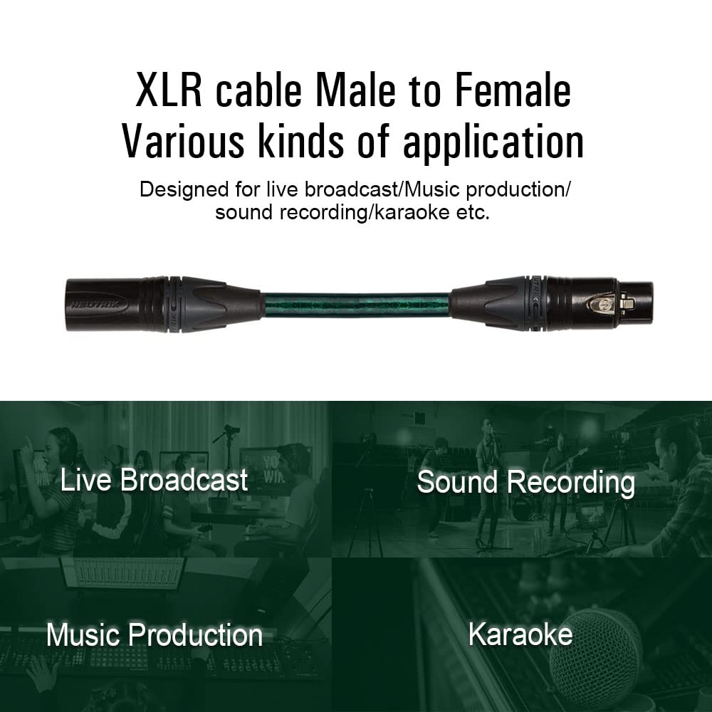 Hi-End Silver Plated XLR Microphone Cable Balanced Male to Female Luxury Emerald 4Core Neutrik XLR Connector for Mixer Amplifier (30)