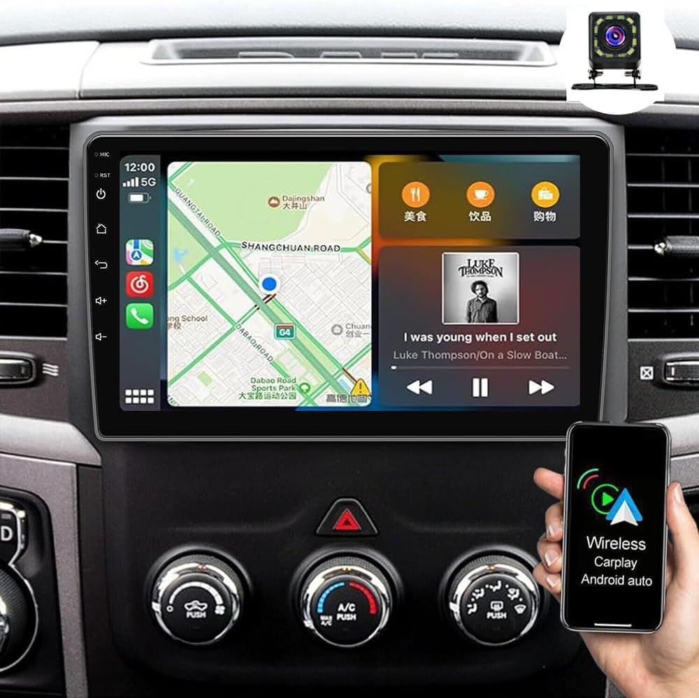 9 inch Android 13 Car Radio Stereo for Dodge Ram 1500 2500 3500 2013-2018 with Carplay Android Auto Double Din Radio Receiver GPS Navigation Bluetooth AHD Backup Camera【2+32G】