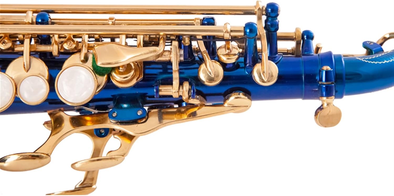 Saxophone Straight Brass Golden Carved Elbow Soprano Saxophone Saxophone Pearl White Shell Button Wind Instrument