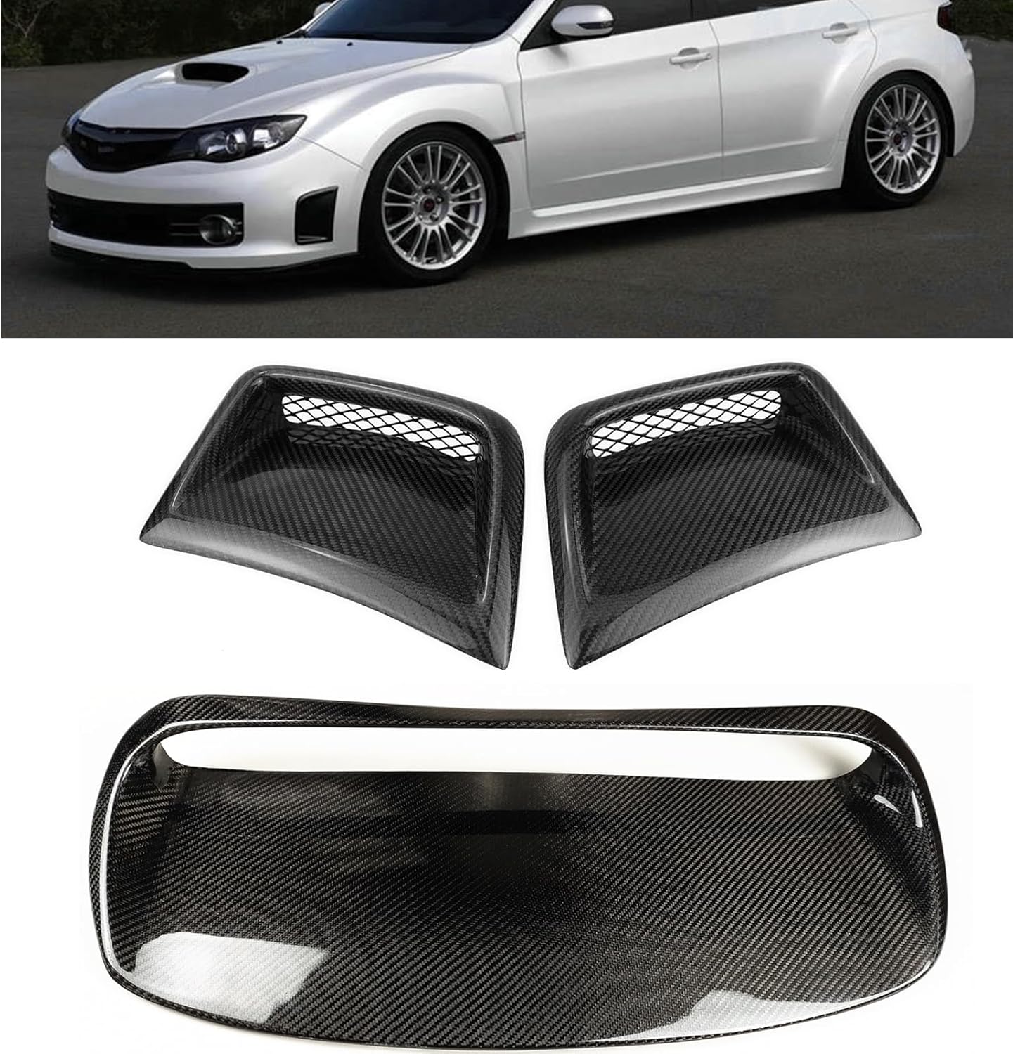 Car Carbon Fiber Hood Bonnet Vent Scoop Fit For Subaru Impreza WRX STi GE GH GR GV 2008-2014