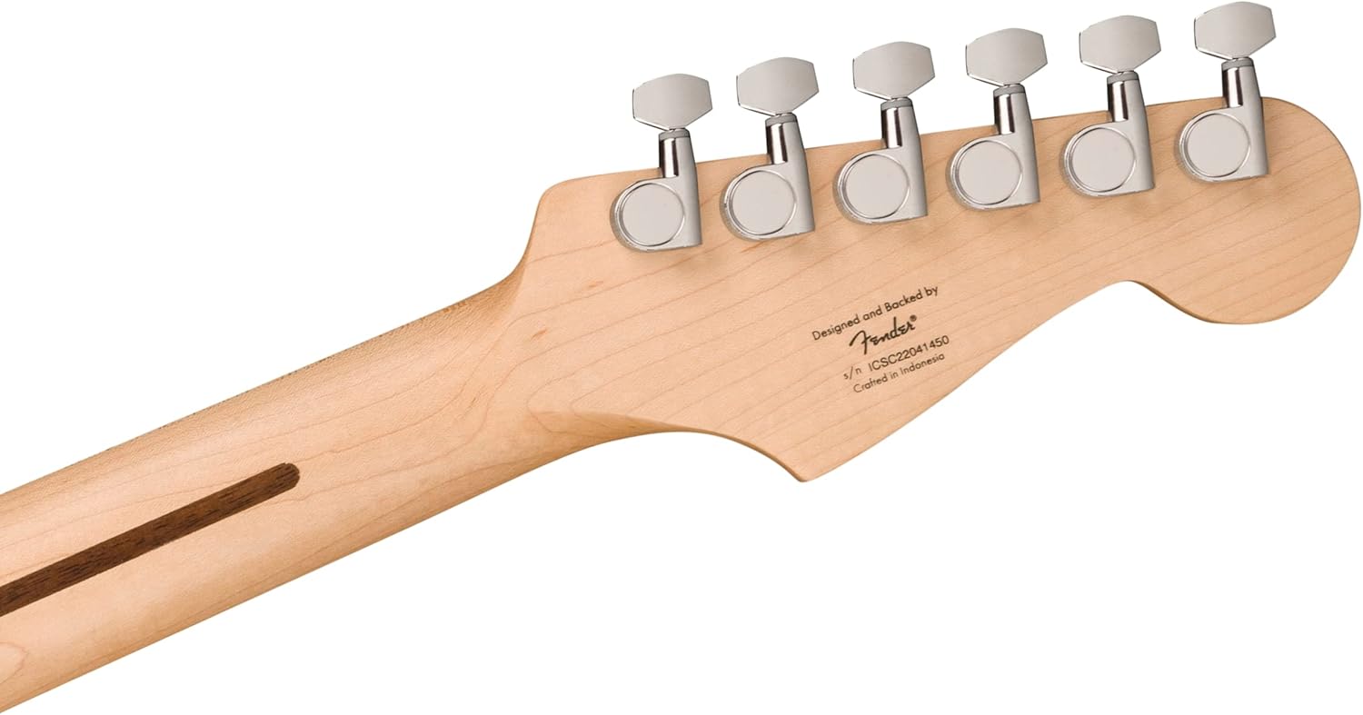 Squier Sonic Stratocaster Electric Guitar, with 2-Year Warranty, Black, Maple Fingerboard, White Pickguard, Left-Handed