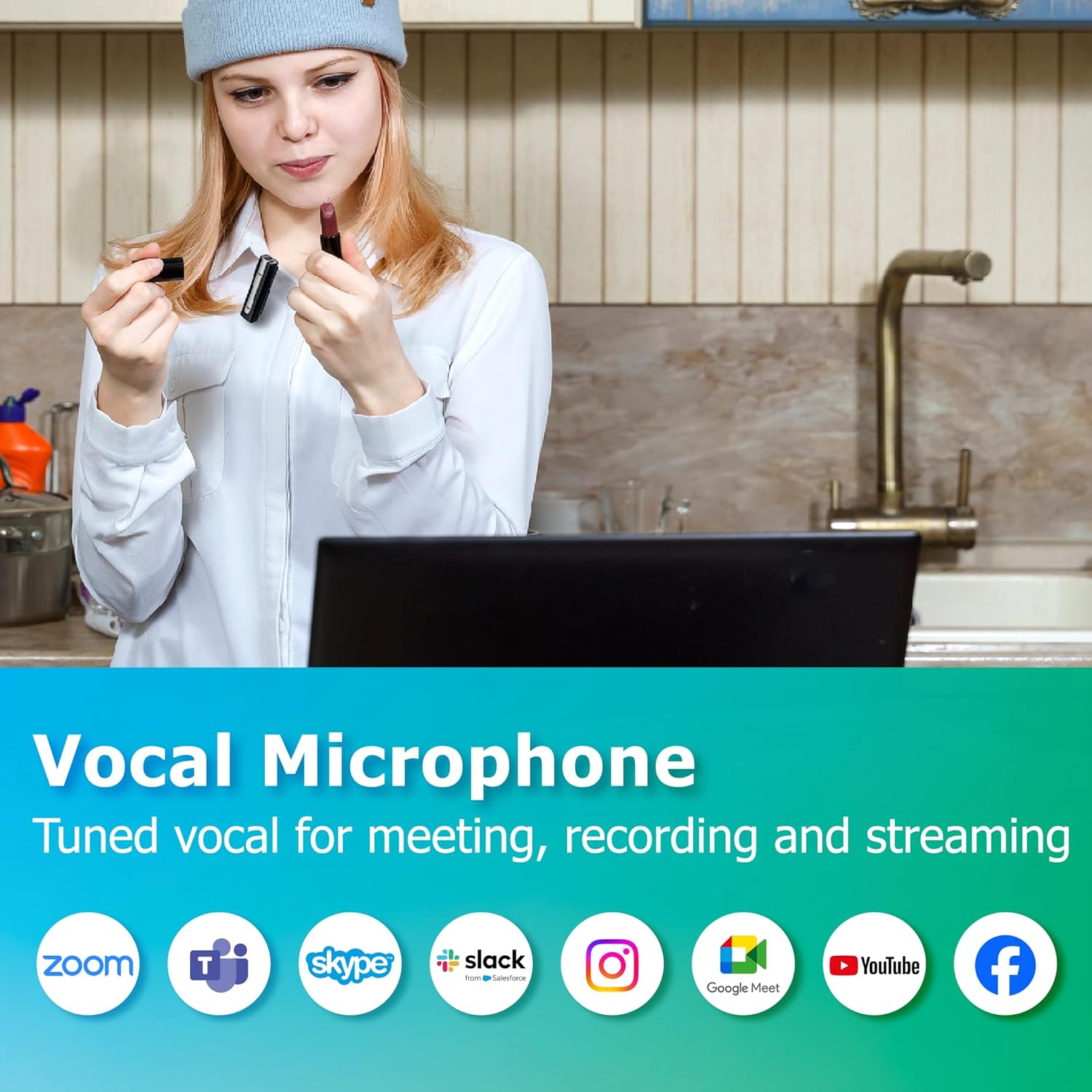 Advanced Bluetooth Wireless Microphone with Noise Cancelling - Ideal for Voice Recorder, Online Meetings, Interview Recording, Live Streaming, and GoPro HERO12 Compatibility (Silver)