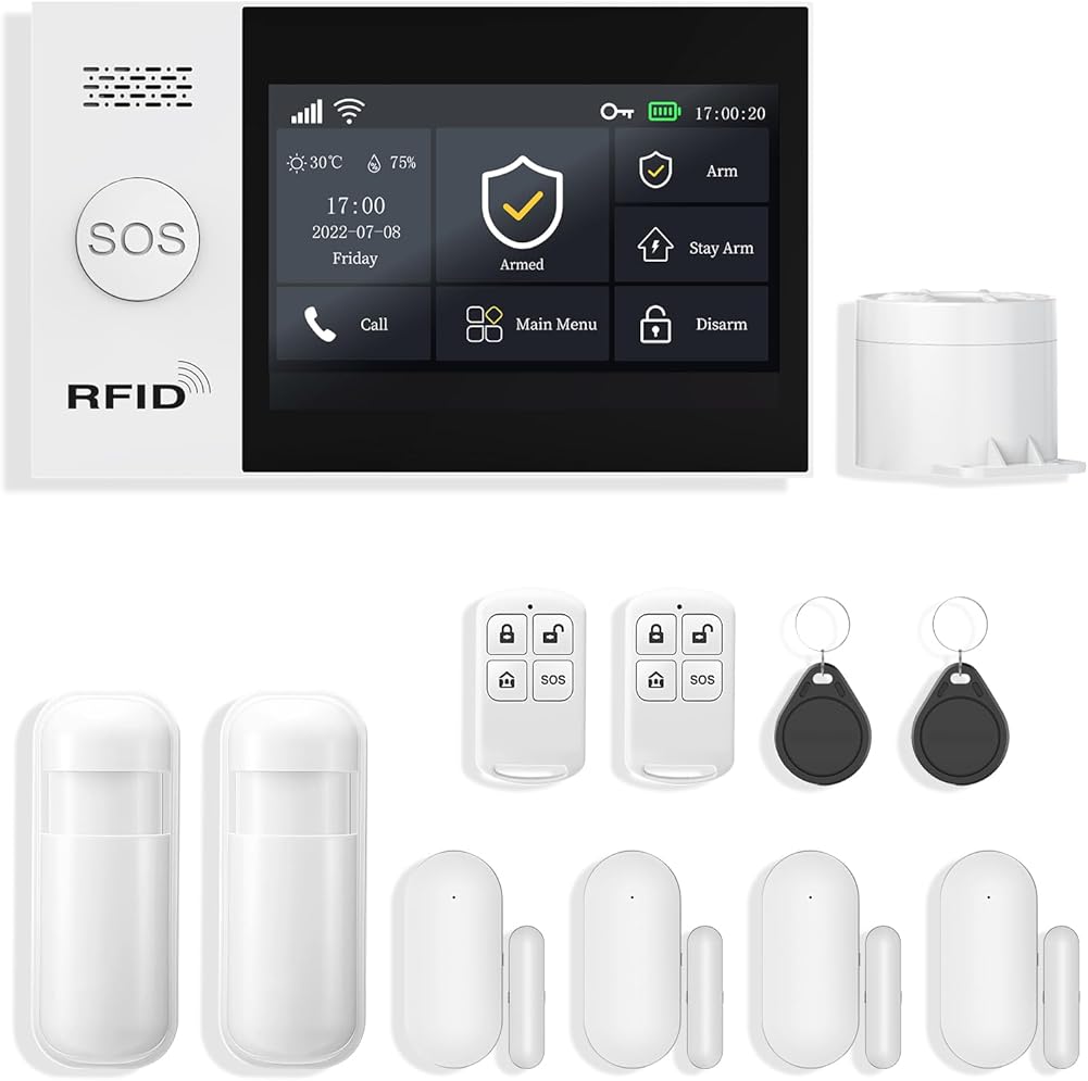 PGST Wireless Home Alarm System 12-Piece Kit, WiFi/4G Alarm System for Home Security with Phone APP Alert (Door Sensors,Alarm Siren, Remote, Motion Detector) for Home, Apartment, Work with Alexa
