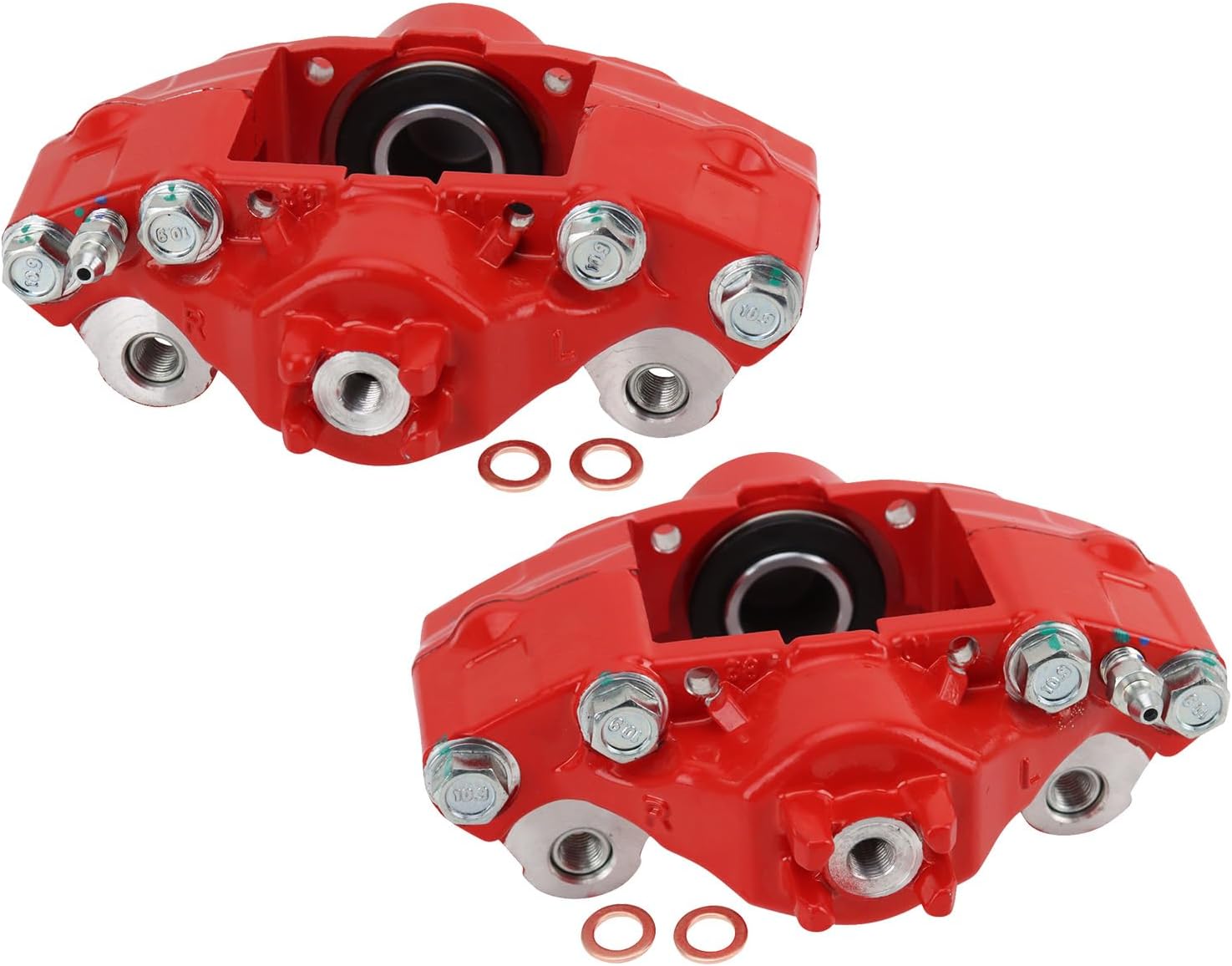 TRQ Performance Rear Driver and Passenger Side Brake Caliper Set Caliper Brackets Compatible with 06-07 Subaru Impreza WRX WRX Limited WRX TR