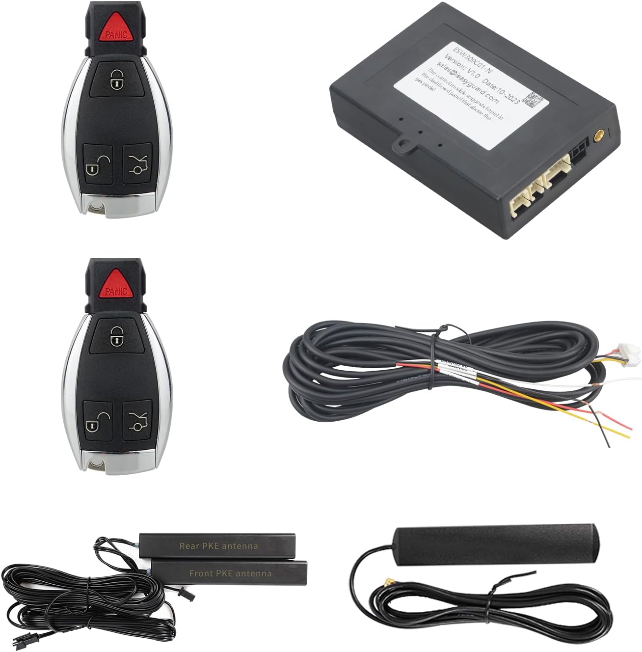 EASYGUARD Smart Key repalcement PKE keyless Entry System fit for 2014+ Benz A B C E G S Class, GLA, GLC FBS4 with Factory OEM Push Start Button (Without Comfort Access) (ESW309C01-N, with BE4)