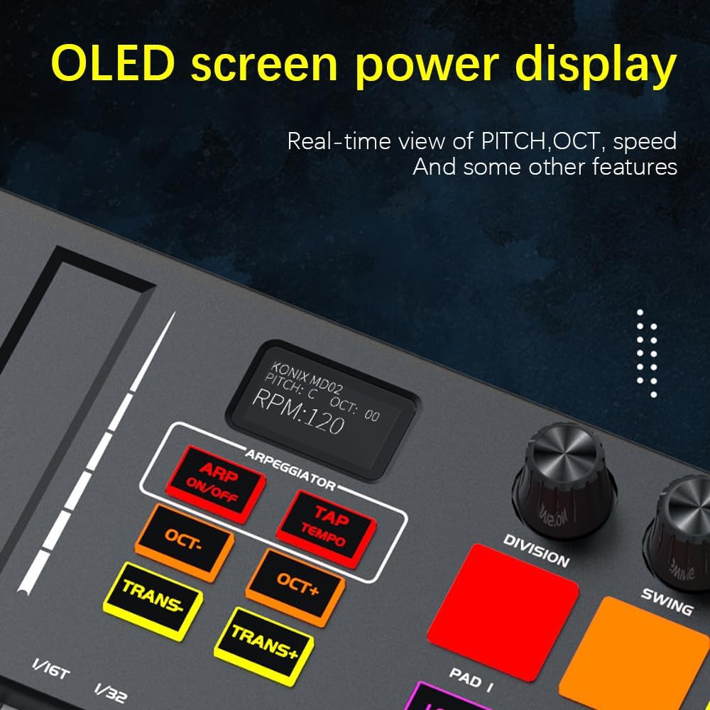 25 Key MIDI Keyboard Midi Controller Beat Maker Professional Electronic Audio Intelligent Portable Arranging Strike Pad Keyboard Piano Lightweight USB 5V/1A Type-C