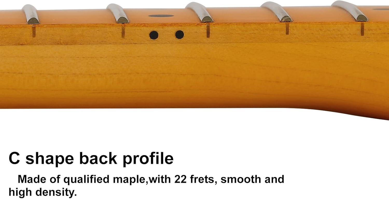 22fret Yellowish Matte Electric Guitar Neck Canadian Maple,Cow Bone Nut
