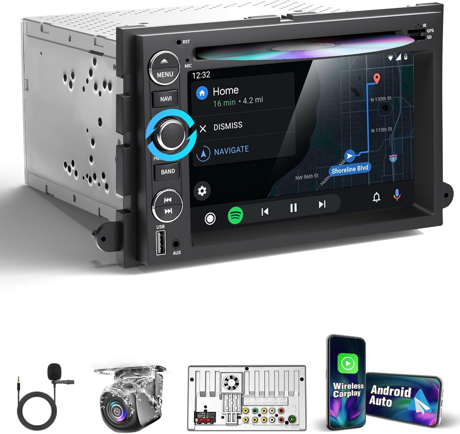 【SOOEMAKA】 Car Radio with DVD/CD for Ford F150/F250/F350 2004-2014, Car Stereo for Mustang Escape Fusion Edge Explorer, 7 inch Touch Screen with Wireless CarPlay Andriod Auto, AM/FM,SWC (Disc-Style)