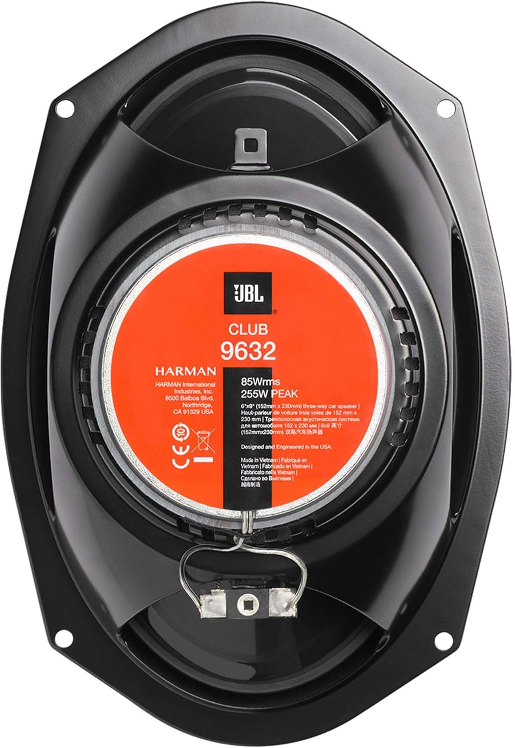 JBL Club 9632 - 6” x 9” Three-way car audio speaker, Black