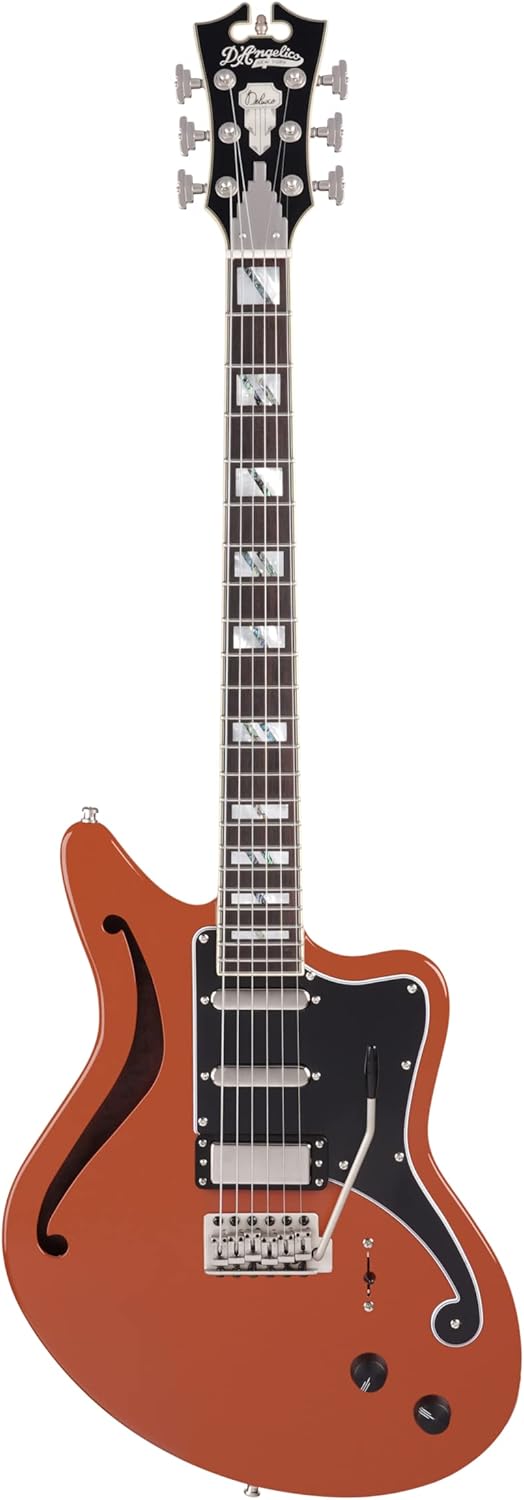 D'Angelico 6 String Solid-Body Electric Guitar, Right, Rust (DADBEDSHRUSSNTR)