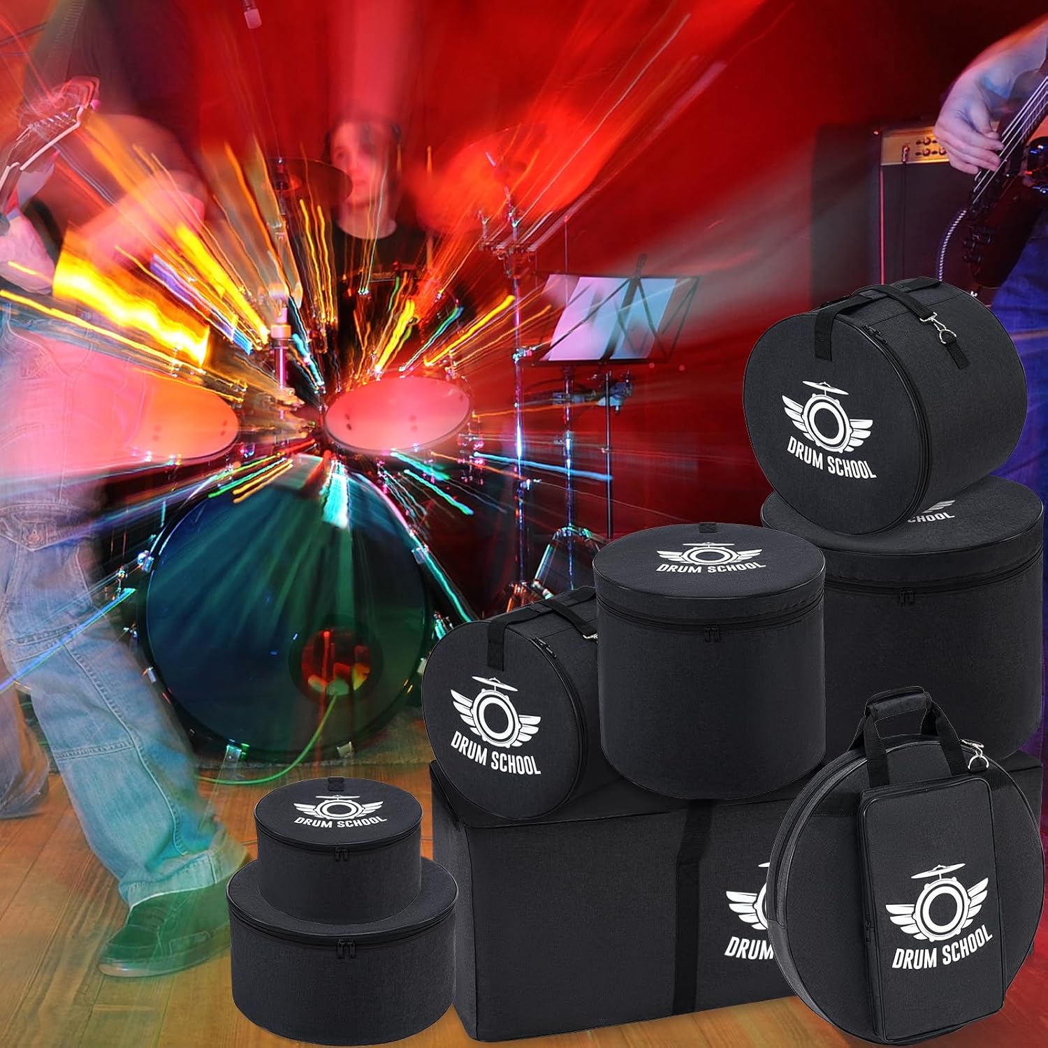 Drum Bag Set 8pcs, Drum Soft Cases with Shouder-strap for 10