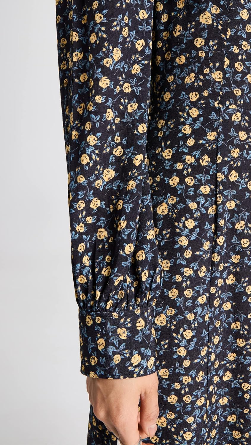 PAIGE Women's Bacari Long Sleeve Midid Dress with Smocking in The Back in Black Multi