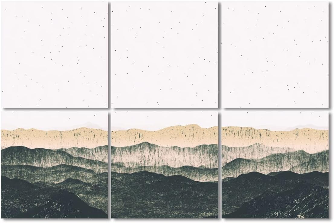 6 Pack Art Acoustic Panels Sound Absorbing Abstract Green Gray Pastel Neutral Landscape Watercolor Lake Beige Decorative Soundproof Wall Panels Self Adhesive for Recording Studios Office 72