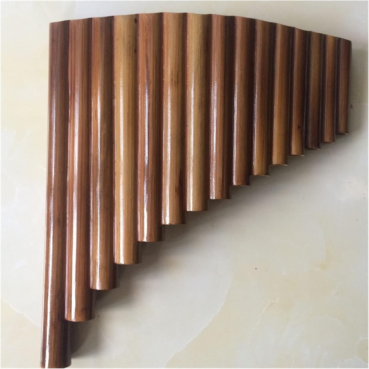 KESHUO Handmade Right Hand 15 Pipes Bamboo Panflute Key of G Woodwind Instruments Panpipes