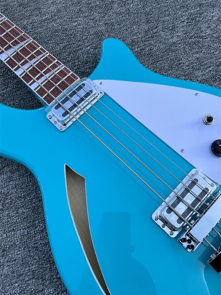 Electric Bass Guitar with 4 Strings, Rosewood Fingerboard, White Pickguard, and Striking Blue Color - Perfect for Bassists and Musicians Seeking High- Sound and Eye-Catching