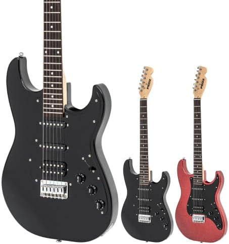 PEOZ Electric Guitar, Smart Digital Guitar with 35 Sound Effects, Built-in Tuner, USB Interface, 5W Speaker, Red (Deep Red)