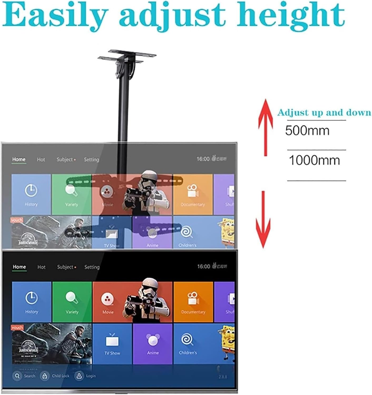 tv Stand Multifunction Tv Wall Mount Universal Ceiling Tv Mount, for 32 to 65 Inch Tv Swivel and Tilting Bracket, Max Tv Weight 110 Lbs, Up to 600X400Mm Tv Mount Tv Stand