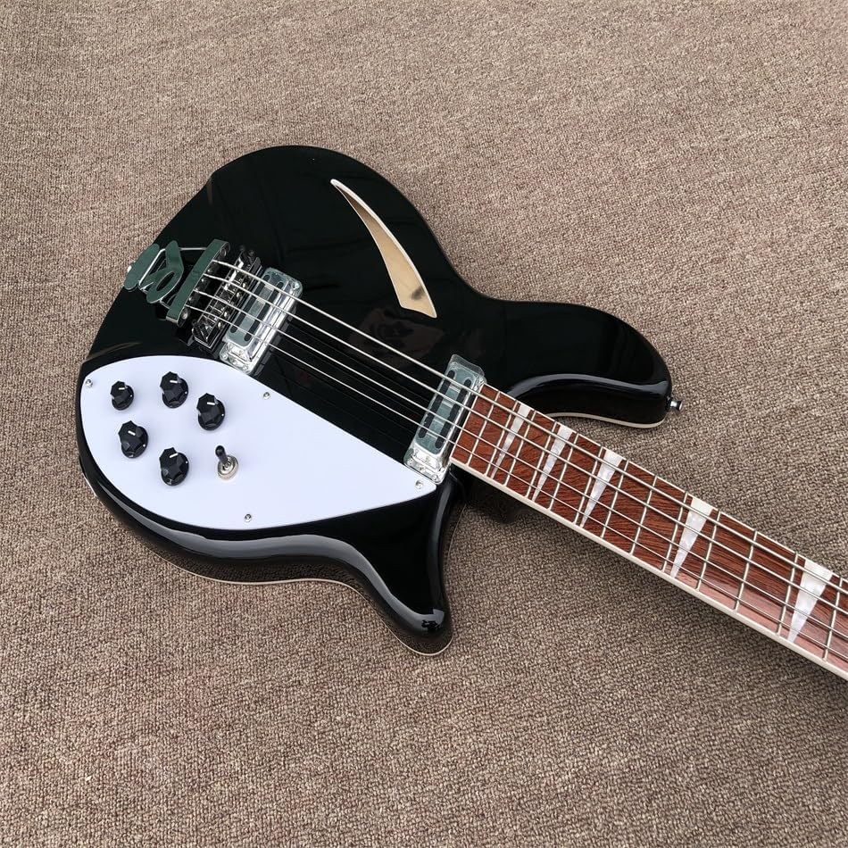 Electric Bass Guitar with 4 Strings, Rosewood Fingerboard, White Pickguard, and Bold Black Color - Perfect for Bassists and Musicians Seeking High- Sound and