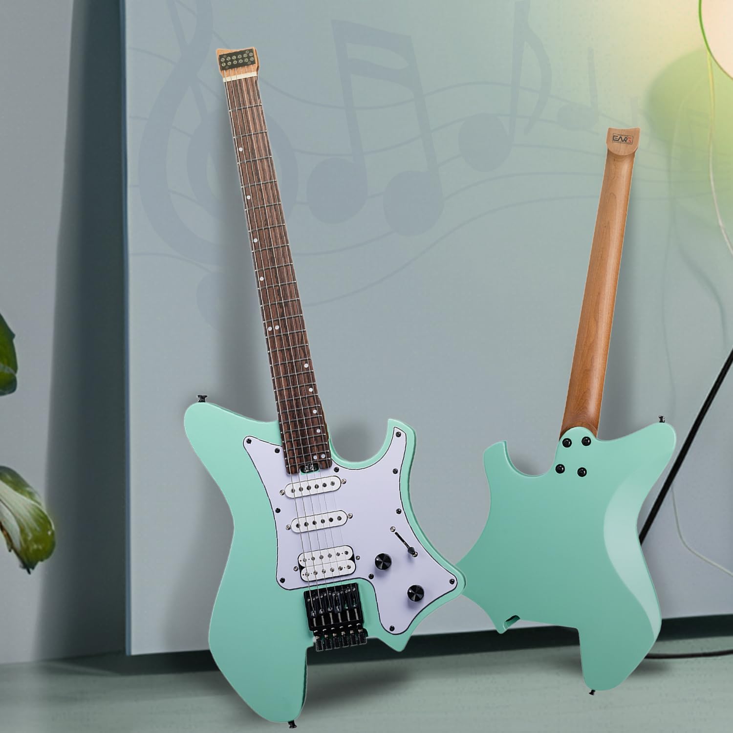 EART GW2P-SE Headless Electric Guitar, Solid Electric Guitar,Carbon-Roasted Hard Maple Neck Fully Adjustable Bridge, Satin Finish