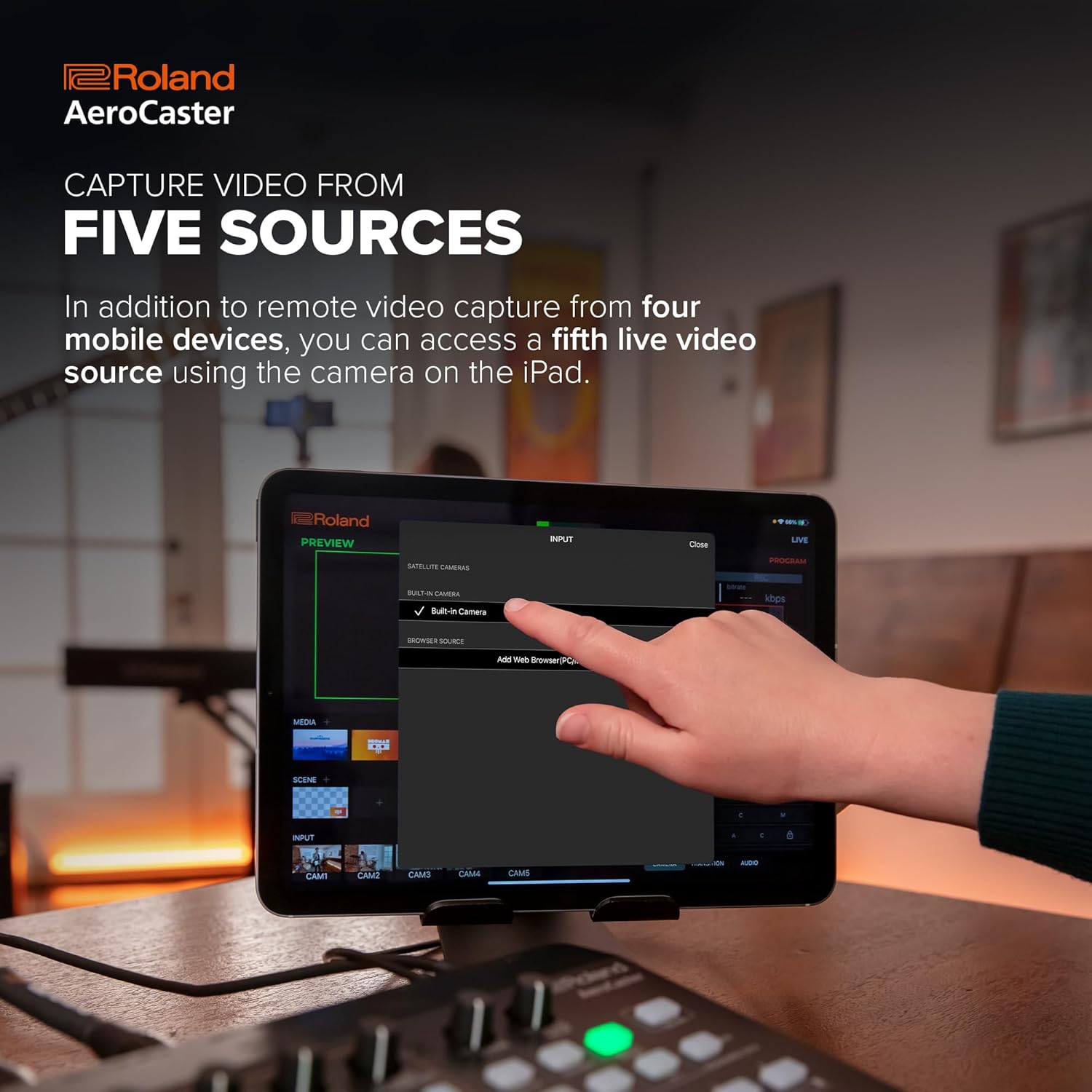 Roland AeroCaster | Portable Livestreaming System | Powerful Wireless Multi-Camera Production Solution | Hardware Controller & Audio Interface | Stream Directly to YouTube, Facebook, Twitch & More