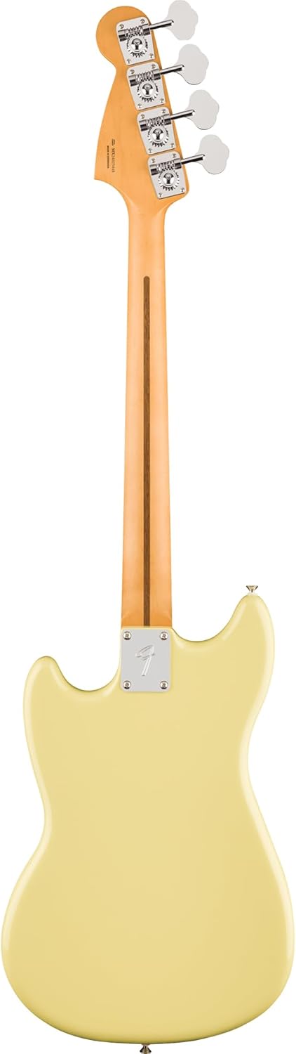 Fender Player II Mustang Bass PJ - Hialeah Yellow Bundle with Gig Bag, Strap, Cable, 3-Pack Picks and Guitar Cleaning Kit