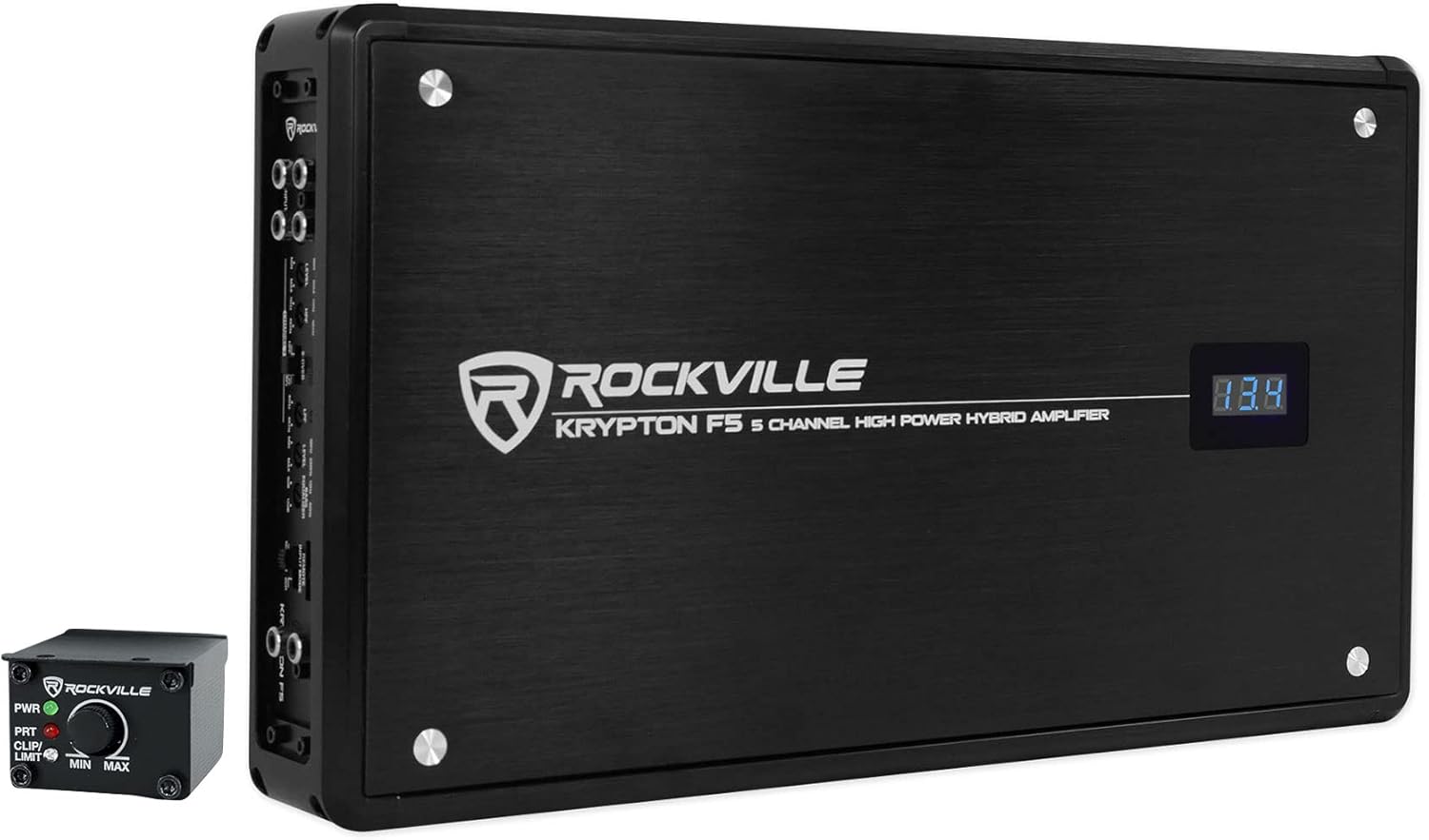 Rockville Krypton F5 3200W 5-Channel Car Amplifier, Dyno-Certified RMS, Volt Meter, Remote, Clip Indicator, Class AB+D, Perfect for Car Audio and Subs