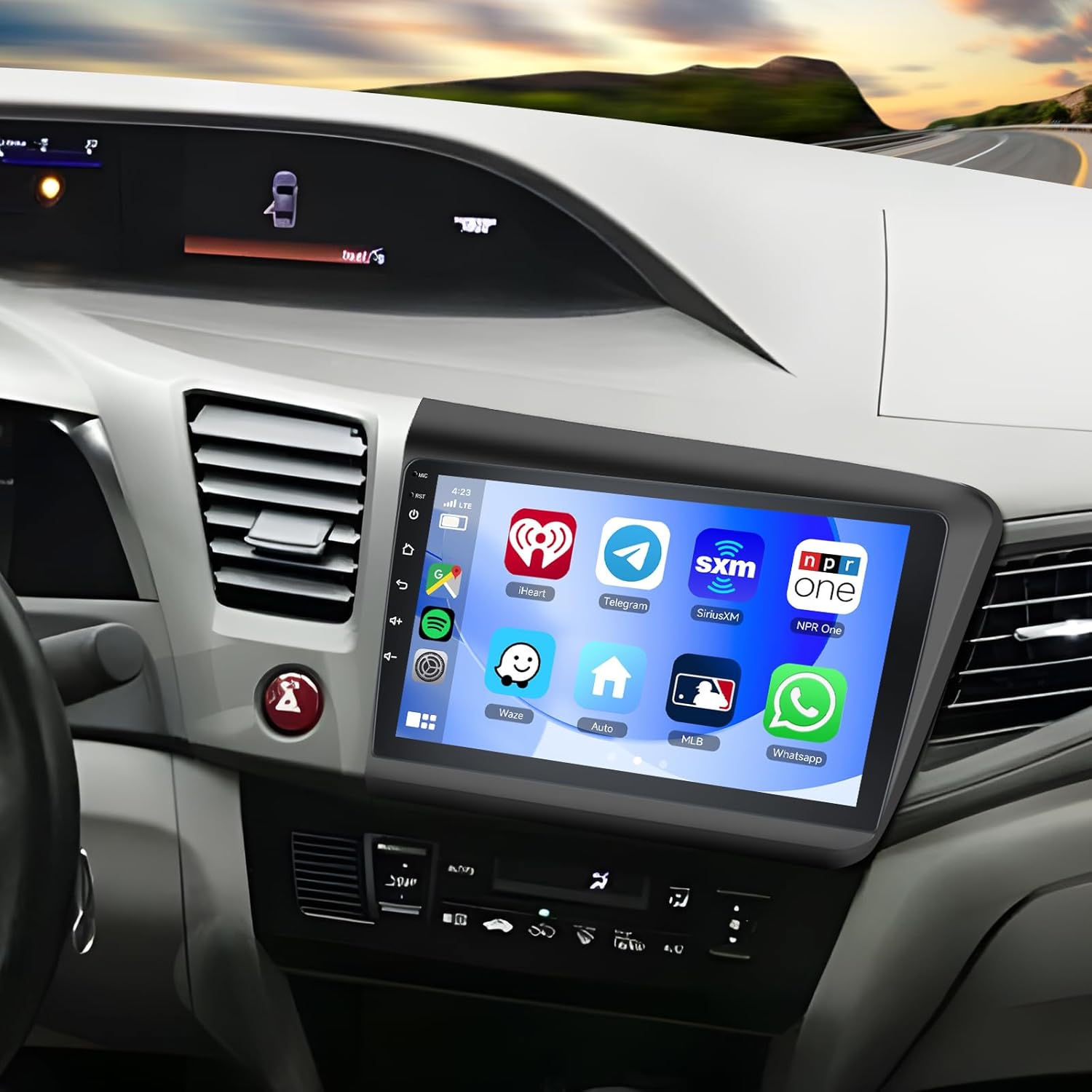 2G+64G Car Radio Stereo for Honda Civic 2012-2015 with Wireless CarPlay/Android Auto, 9 Inch HD Touch Screen Android 13 Head Unit GPS WiFi Bluetooth FM/RDS EQ HD Backup Camera