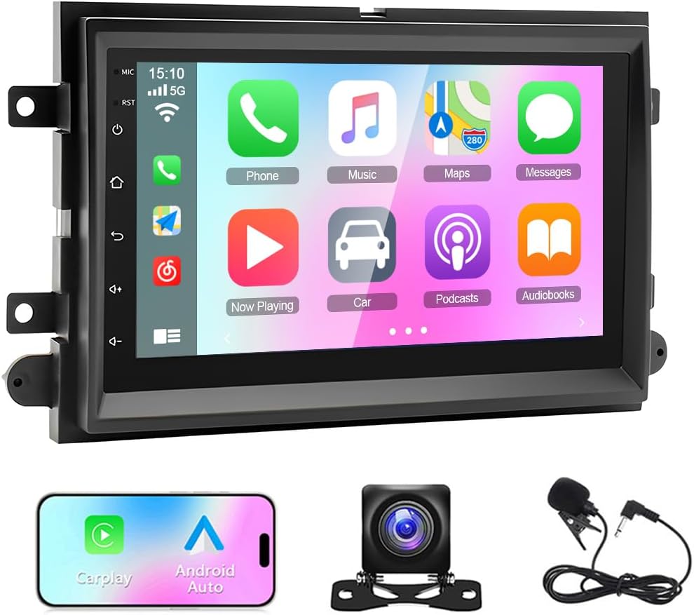 4+64GB Android 13 Car Stereo Radio fits for Ford F-250 F-350 F450 Super Duty 2006-2014 with Carplay Android Auto Double Din Car Radio 7 Touchscreen Radio with GPS Bluetooth FM WiFi Backup Camera + Mic
