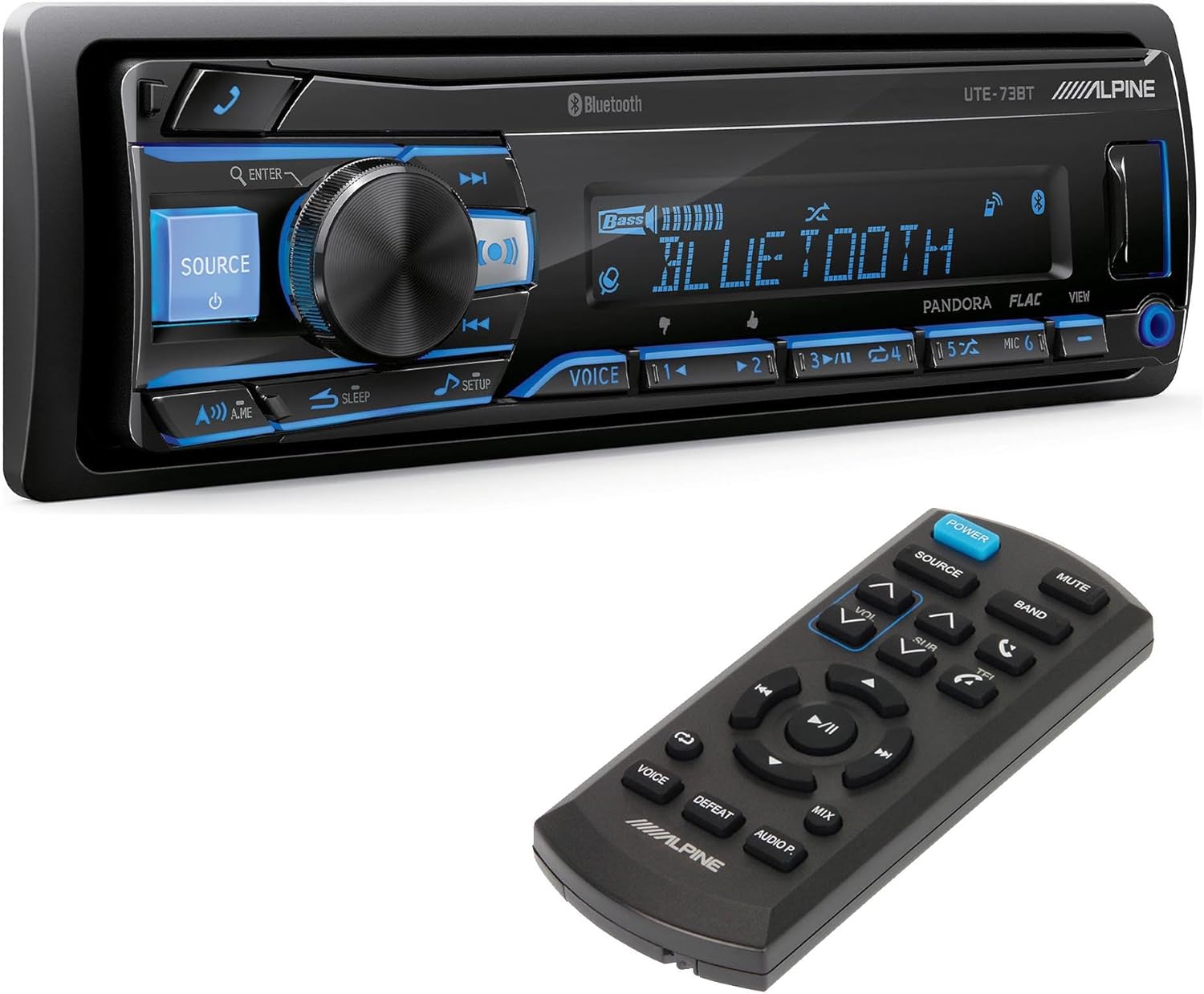 Alpine UTE-73BT Bluetooth® Multimedia Receiver & RUE-4360 Remote Bundle