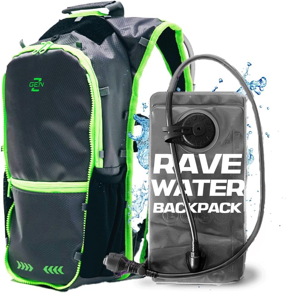 RaveRunner® Anti-Theft Hydration Backpack | Rave Hydration Pack, Festival Water Bag, Hydropack Rave, Hydration Pack EDC
