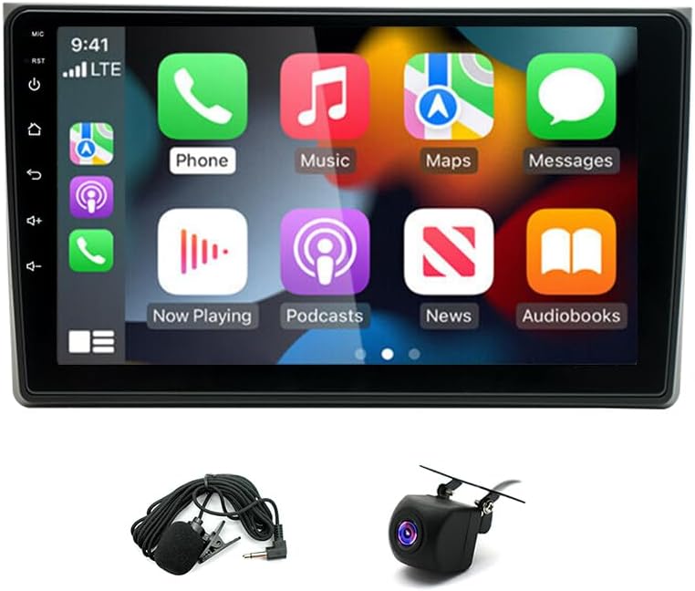 Android 13 Double Din Car Stereo Compatible with A4 2000-2009, 2G+32G 9 Inch Touch Screen Car Stereo Radio with Wireless Carplay Android Auto GPS Navigation WiFi Mic Backup Camera